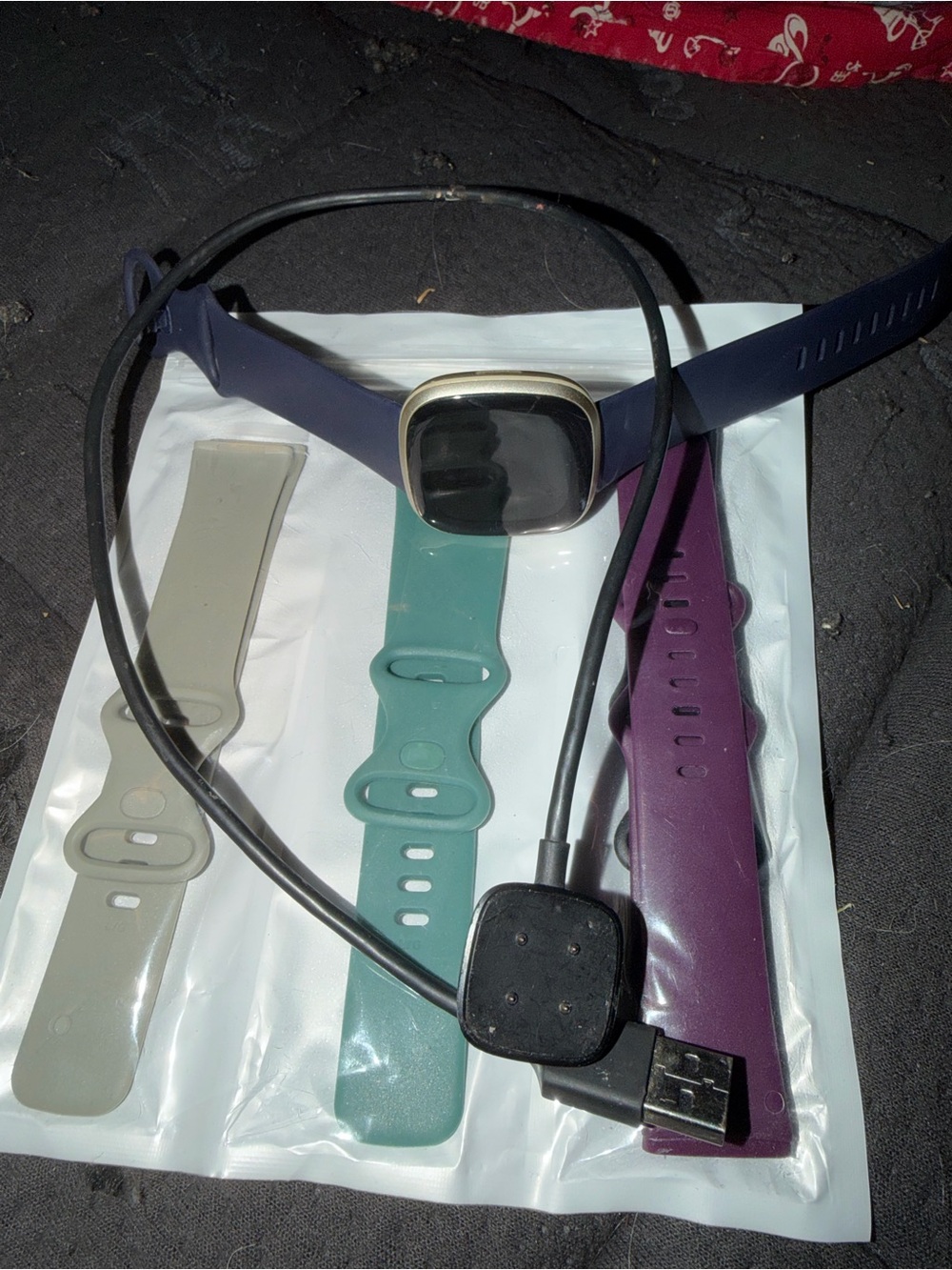 Gold and Navy Smart Fitness Watch with Interchangeable Bands